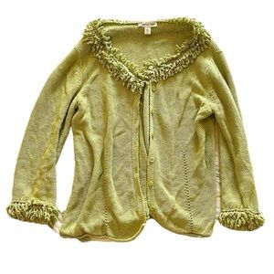 Early 2000s fairy core green knitted cardigan